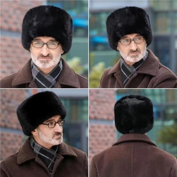 Winter Faux Fur Russian Cossack Hat Fuzzy Trapper Hat Warm Windproof Winter main image 7